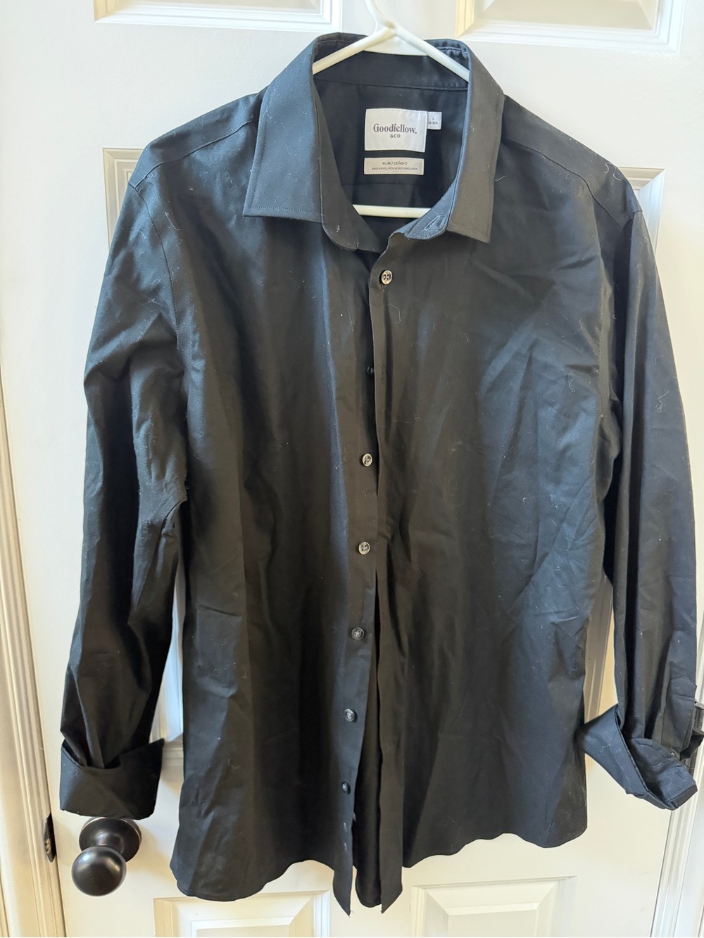 Goodfellow & Co Black Men's Long-Sleeve Button-Up Dress Shirt